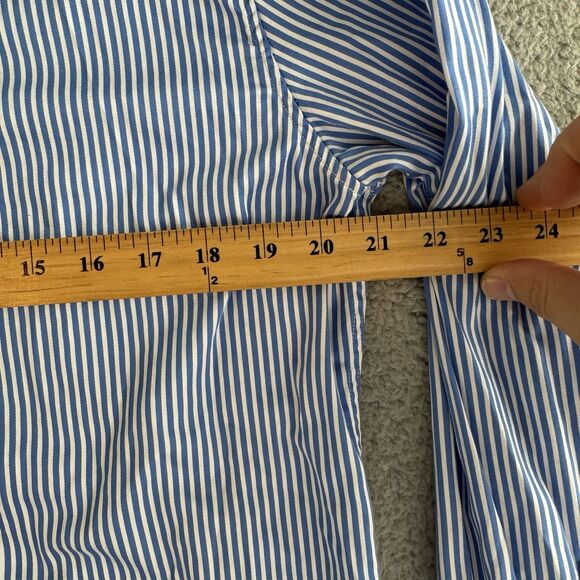 Robert Graham Shirt Mens L Blue Striped Long Sleeve Button Up Cotton Flip Cuff - Picture 5 of 9